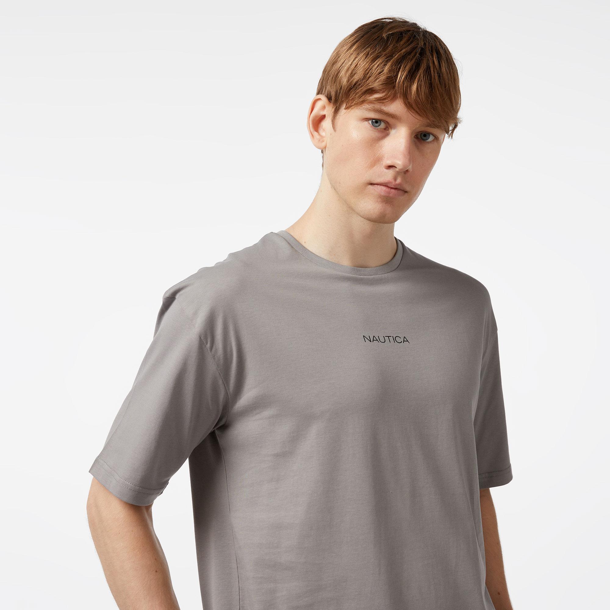 Nautica Erkek Gri Oversize T-Shirt