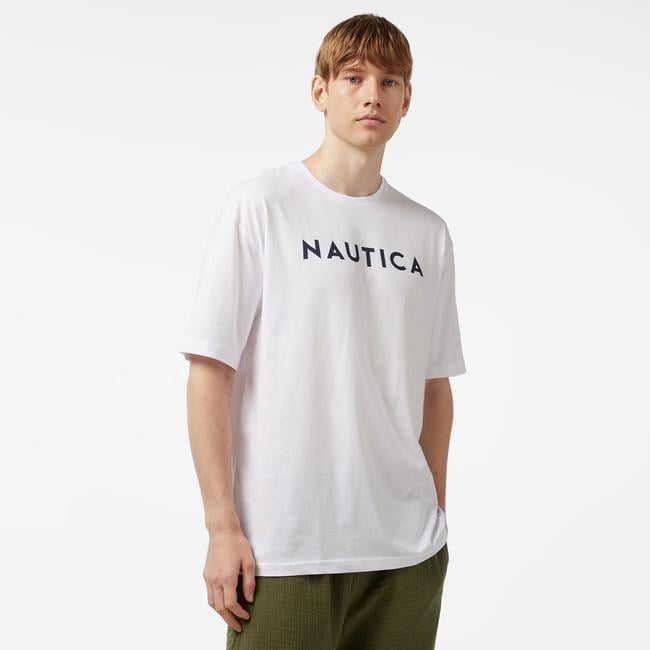  Nautica Erkek Beyaz Oversize T-Shirt