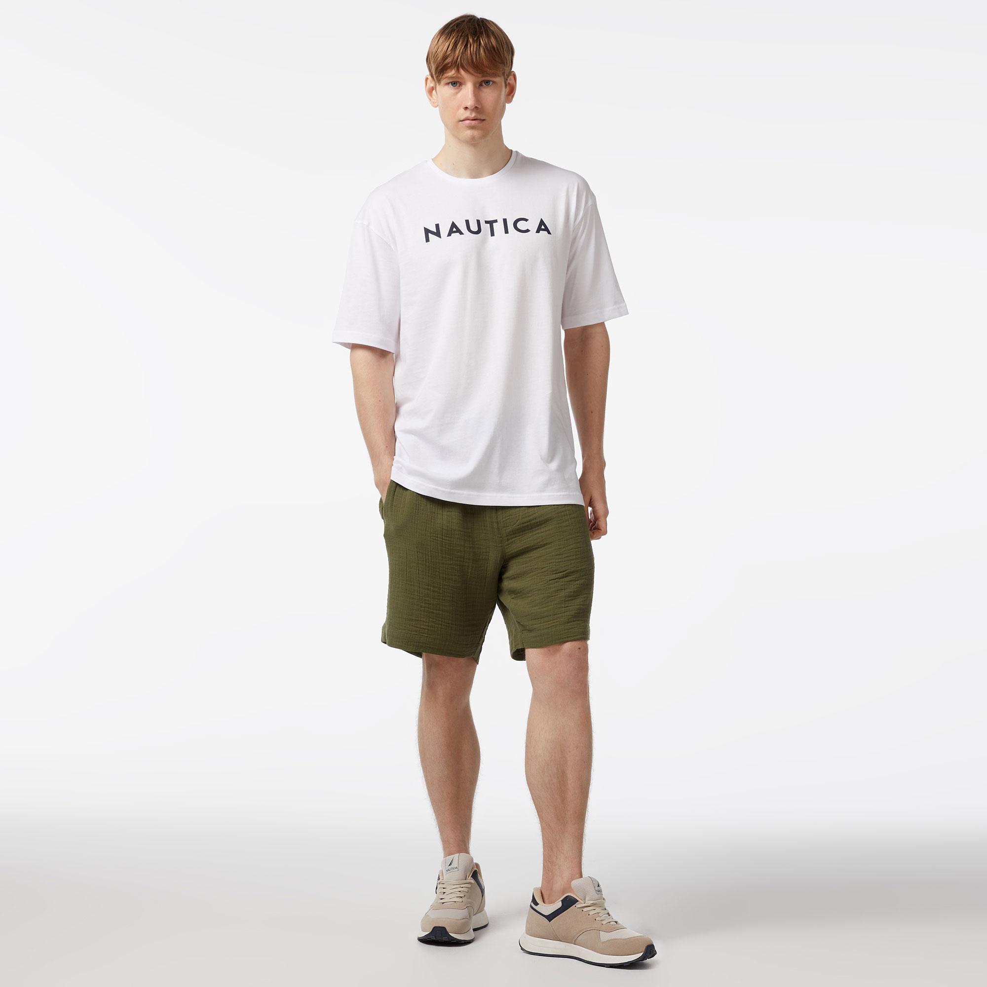 Nautica Erkek Beyaz Oversize T-Shirt