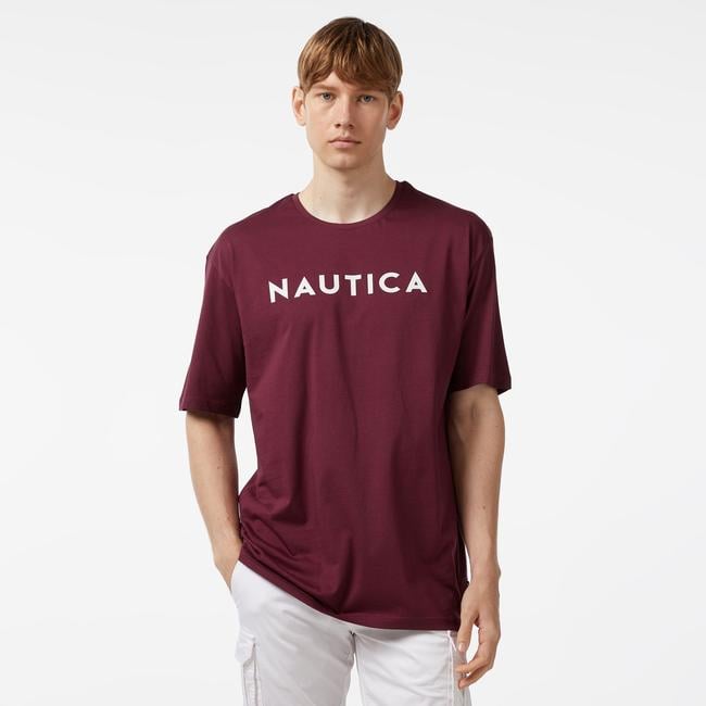  Nautica Erkek Bordo Oversize T-Shirt