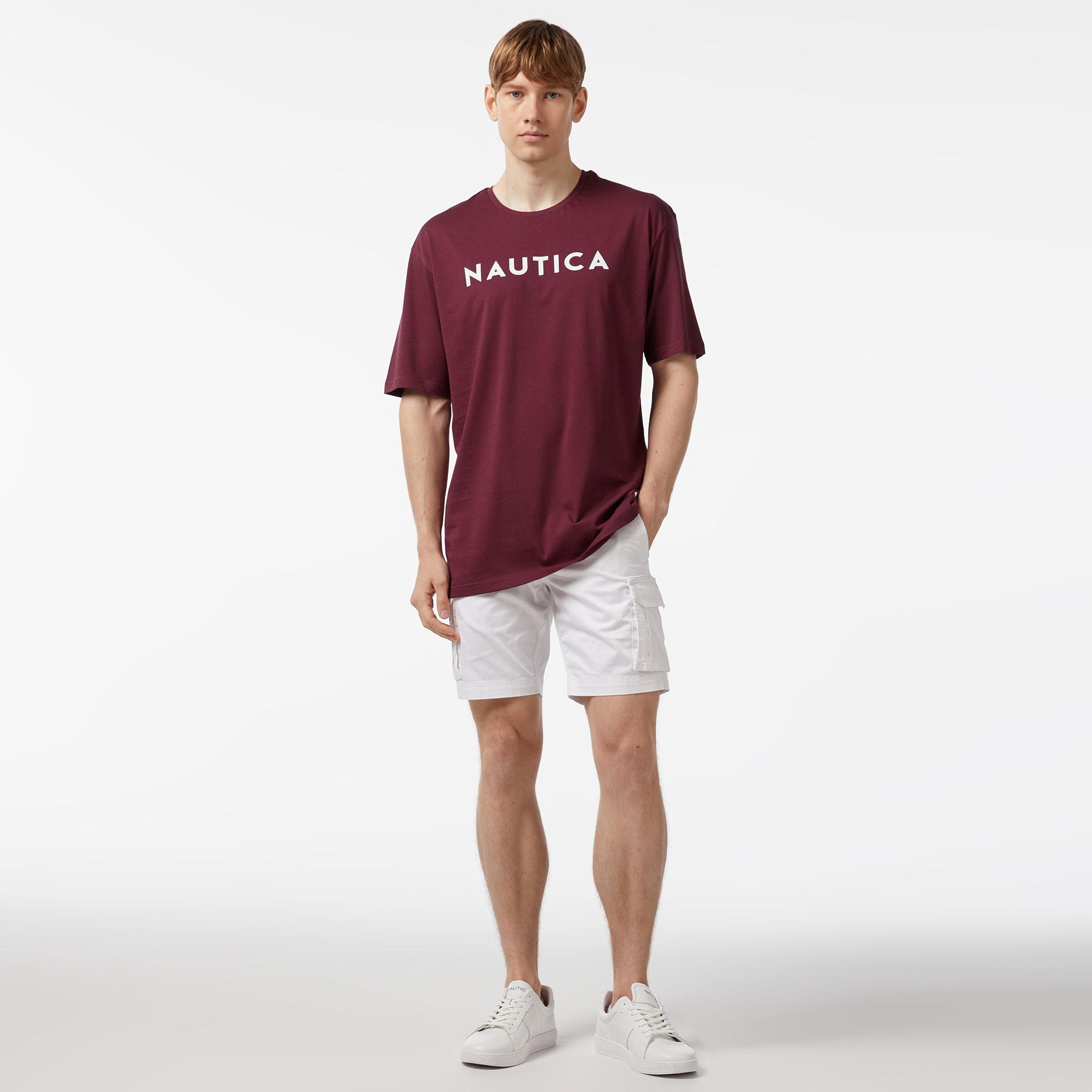Nautica Erkek Bordo Oversize T-Shirt