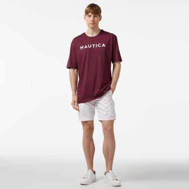  Nautica Erkek Bordo Oversize T-Shirt