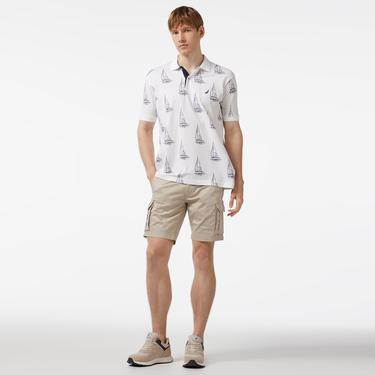  Nautica Erkek Beyaz Classic Fit Kısa Kollu Desenli Polo