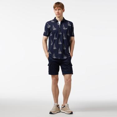 Nautica Erkek Lacivert Classic Fit Kısa Kollu Desenli Polo