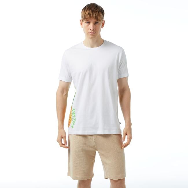  Nautica Erkek Beyaz Standart Fit T-Shirt