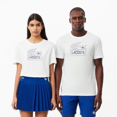  Roland Garros Unisex Regular Fit Bisiklet Yaka Baskılı Beyaz T-Shirt