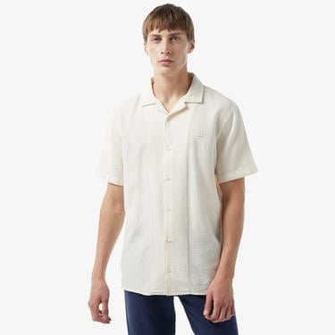  Erkek Regular Fit Kısa Kollu Krem Gömlek