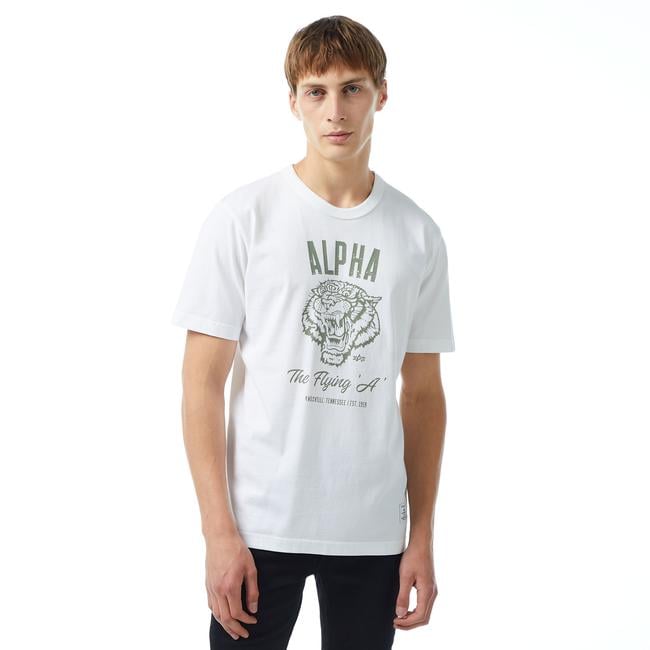  Alpha Industries Alpha Tiger Erkek Beyaz T-Shirt