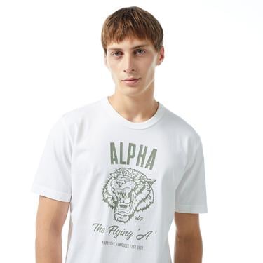  Alpha Industries Alpha Tiger Erkek Beyaz T-Shirt