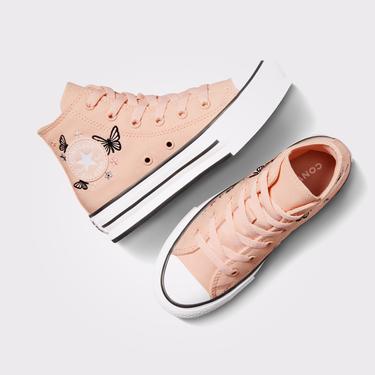  Converse Chuck Taylor All Star EVA Lift Butterflies Çocuk Pembe Platform Sneaker