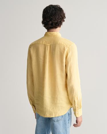  GANT Erkek Sarı Regular Fit Düğmeli Yaka Keten Gömlek