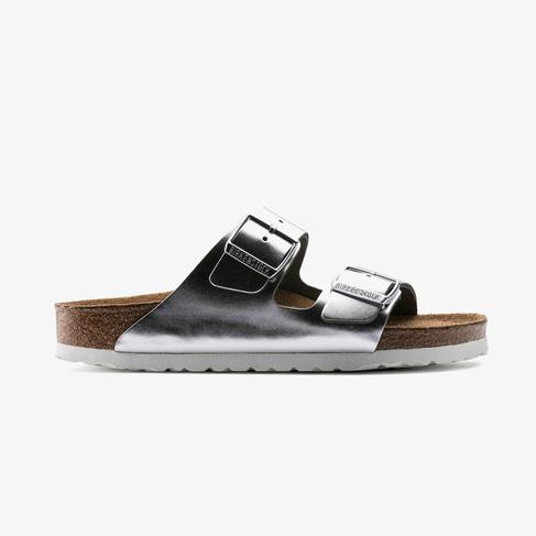  Birkenstock Arizona Sfb Nl Metallic Kadın Gümüş Rengi Terlik