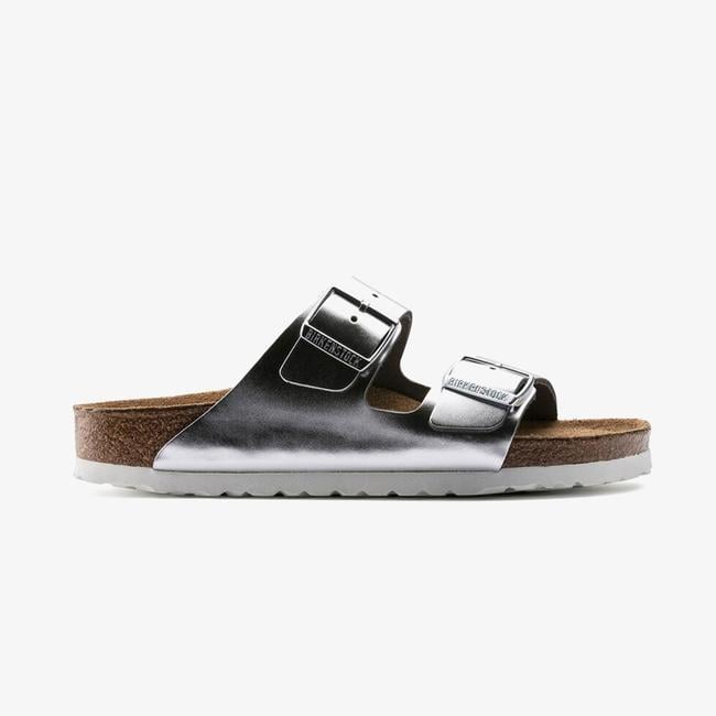  Birkenstock Arizona Sfb Nl Metallic Kadın Gümüş Rengi Terlik