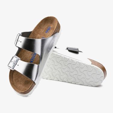  Birkenstock Arizona Sfb Nl Metallic Kadın Gümüş Rengi Terlik