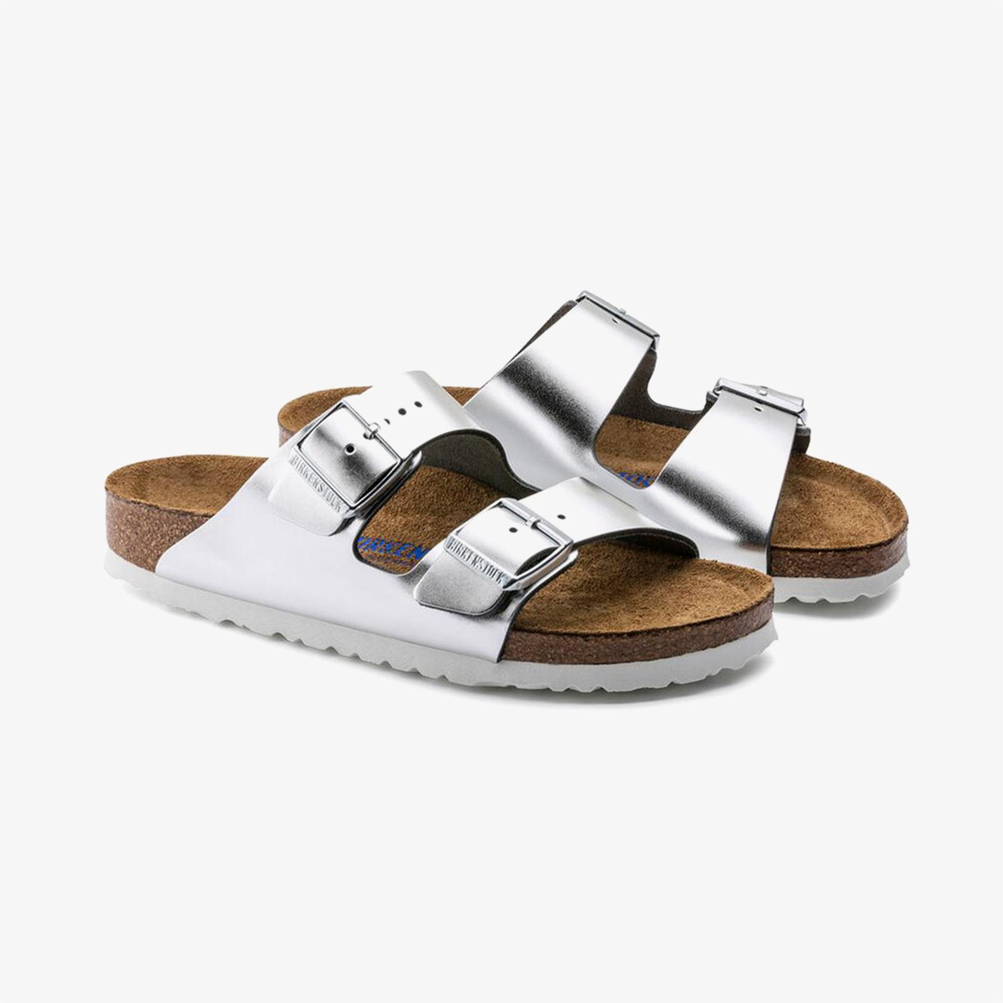 Birkenstock Arizona Sfb Nl Metallic Kadın Gümüş Rengi Terlik