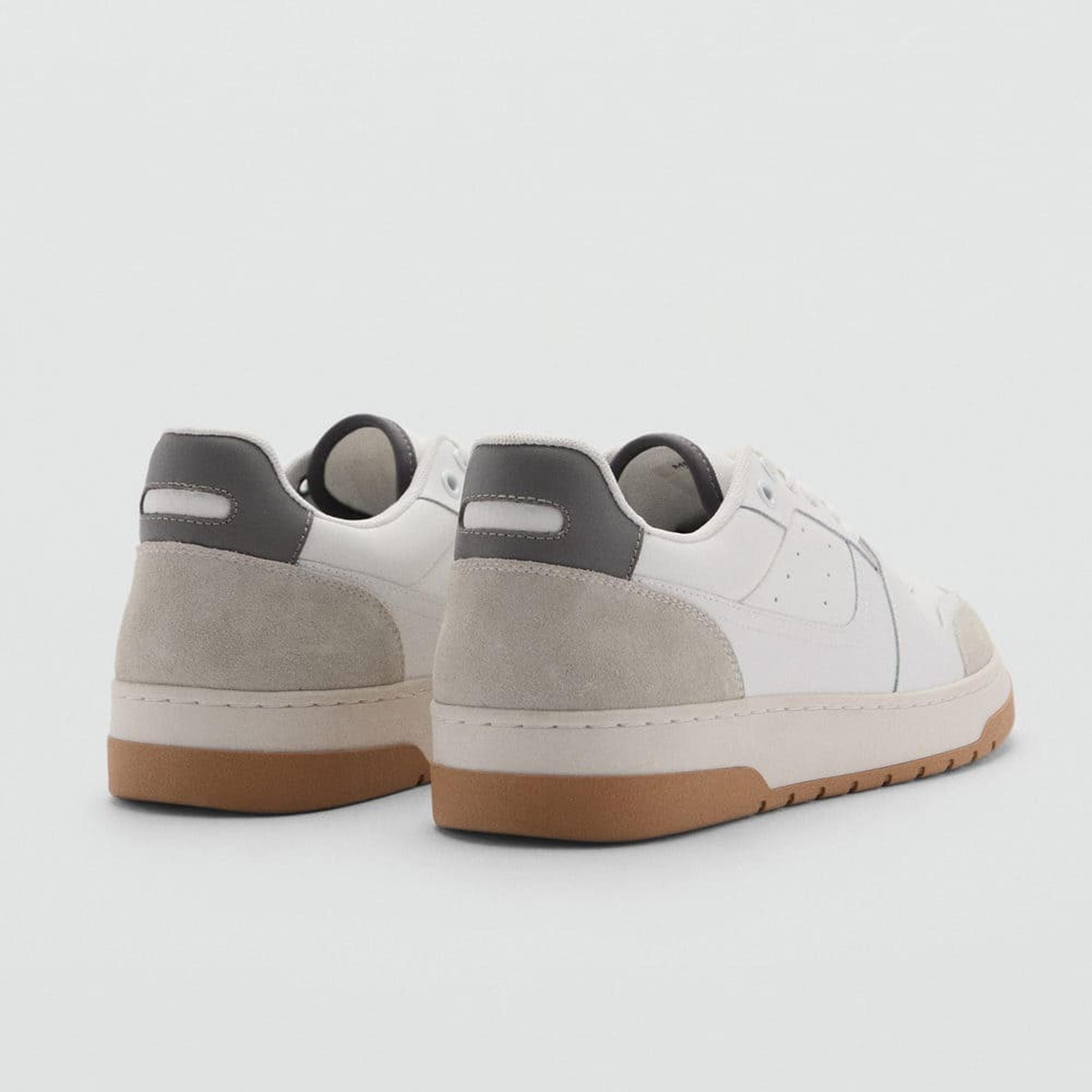 Mango Erkek Karma Deri Spor Ayakkabı Beyaz