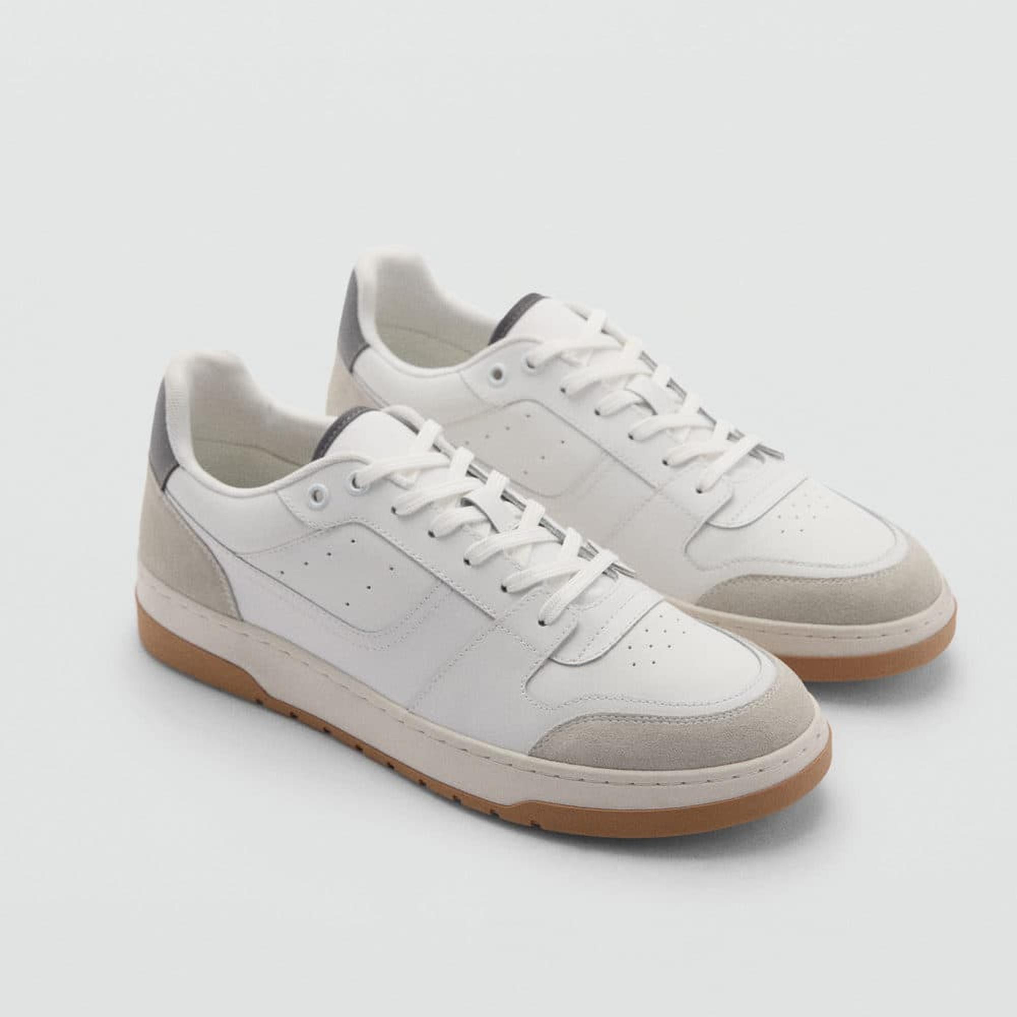 Mango Erkek Karma Deri Spor Ayakkabı Beyaz