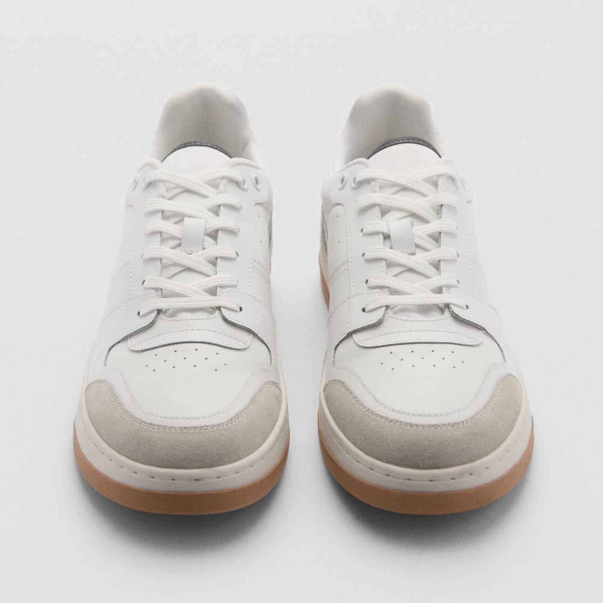 Mango Erkek Karma Deri Spor Ayakkabı Beyaz