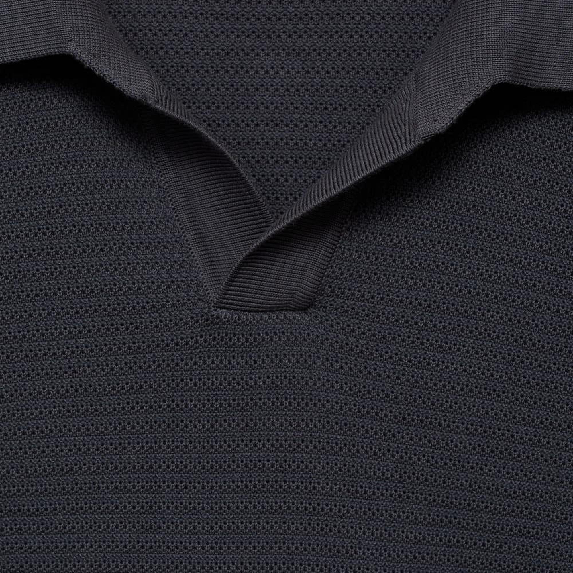 Mango Erkek Tencel Pamuklu Örgü Desenli Triko Polo Gömlek Koyu Gri