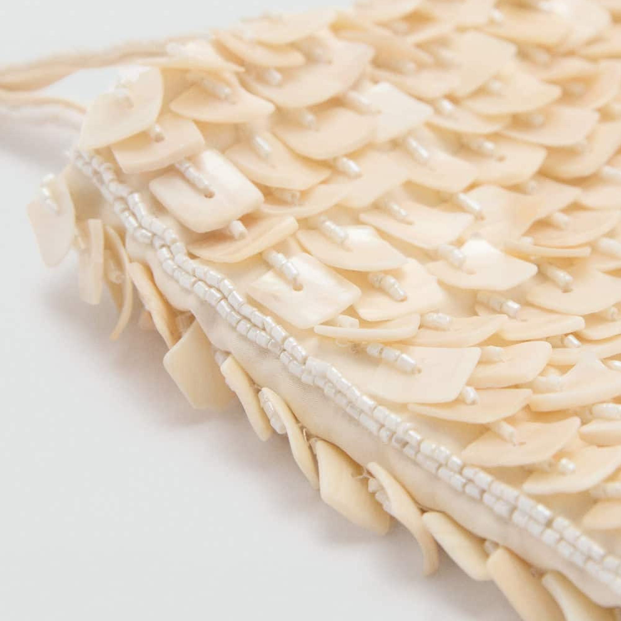 Mango Kadın İnci El Çantası Fildişi Rengi