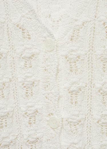  Mango Kadın Kroşe Triko Hırka Kırık Beyaz