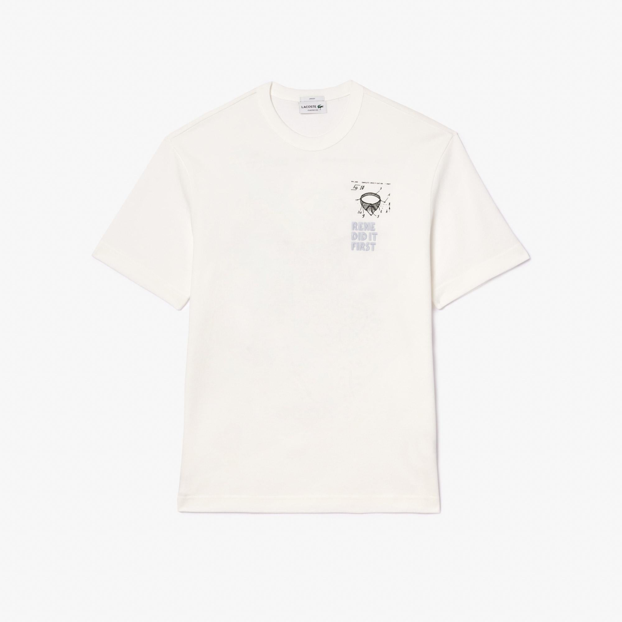 Lacoste Bisiklet Yaka Baskılı Erkek Beyaz T-Shirt