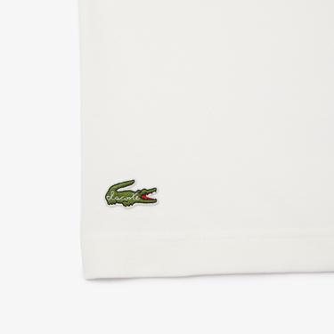  Lacoste Bisiklet Yaka Baskılı Erkek Beyaz T-Shirt