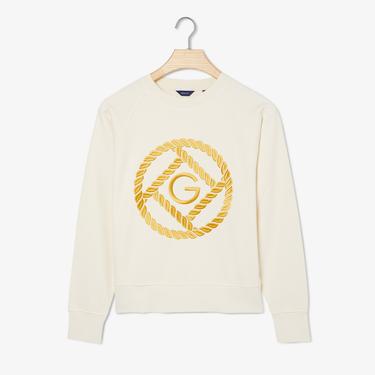  GANT Kadın Bej Relaxed Fit Bisiklet Yaka Sweatshirt