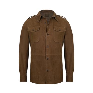  Amadeo Yeşil Erkek Süet Deri Gömlek