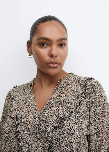  Mango Kadın Fırfırlı Dökümlü Bluz Siyah