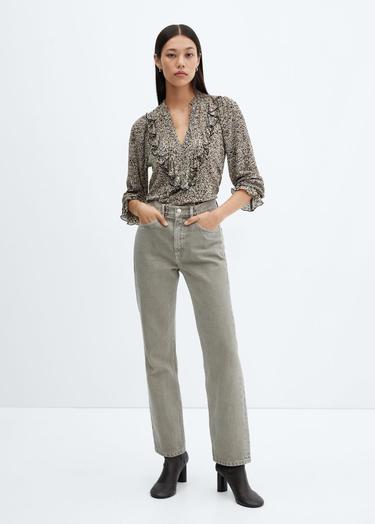  Mango Kadın Fırfırlı Dökümlü Bluz Siyah