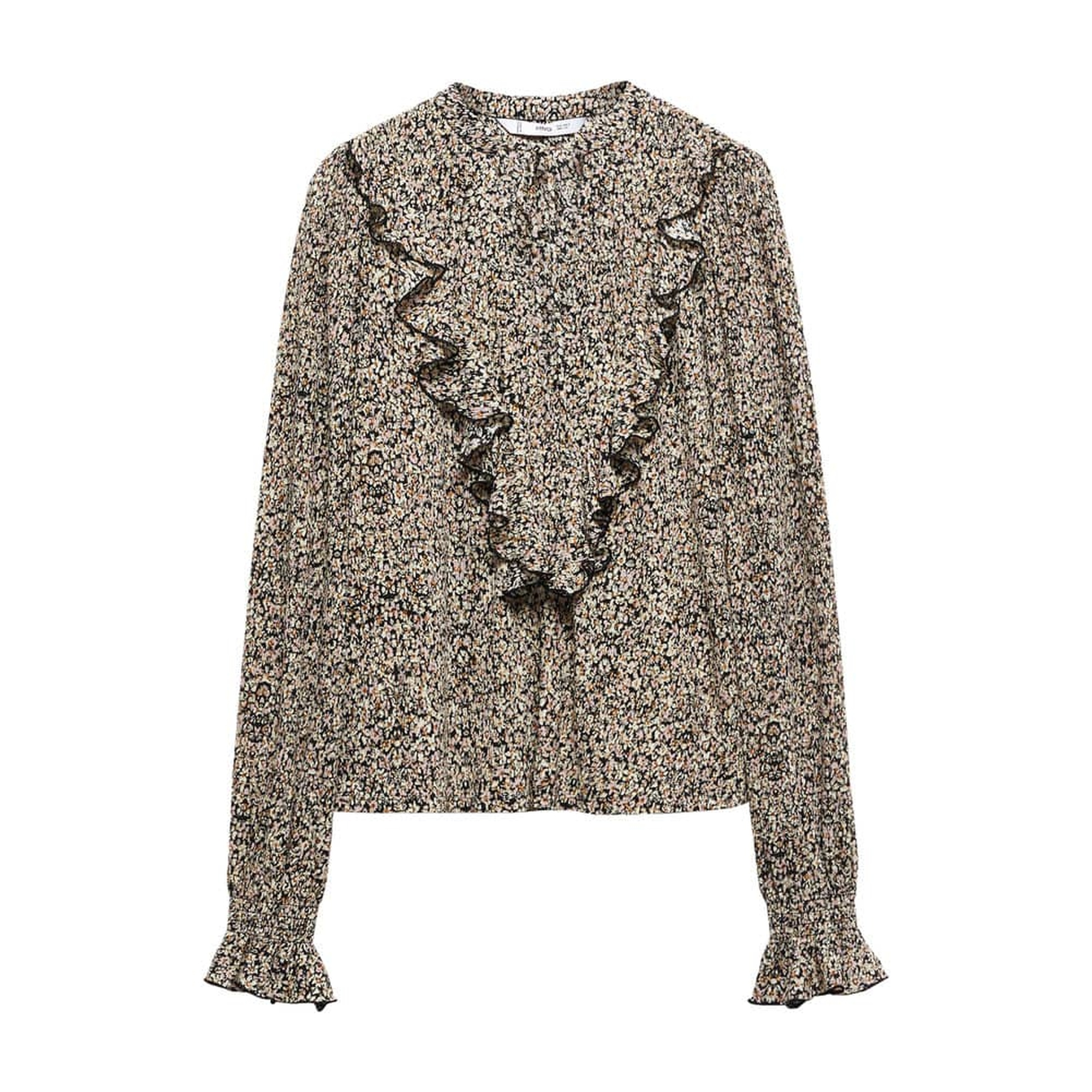 Mango Kadın Fırfırlı Dökümlü Bluz Siyah