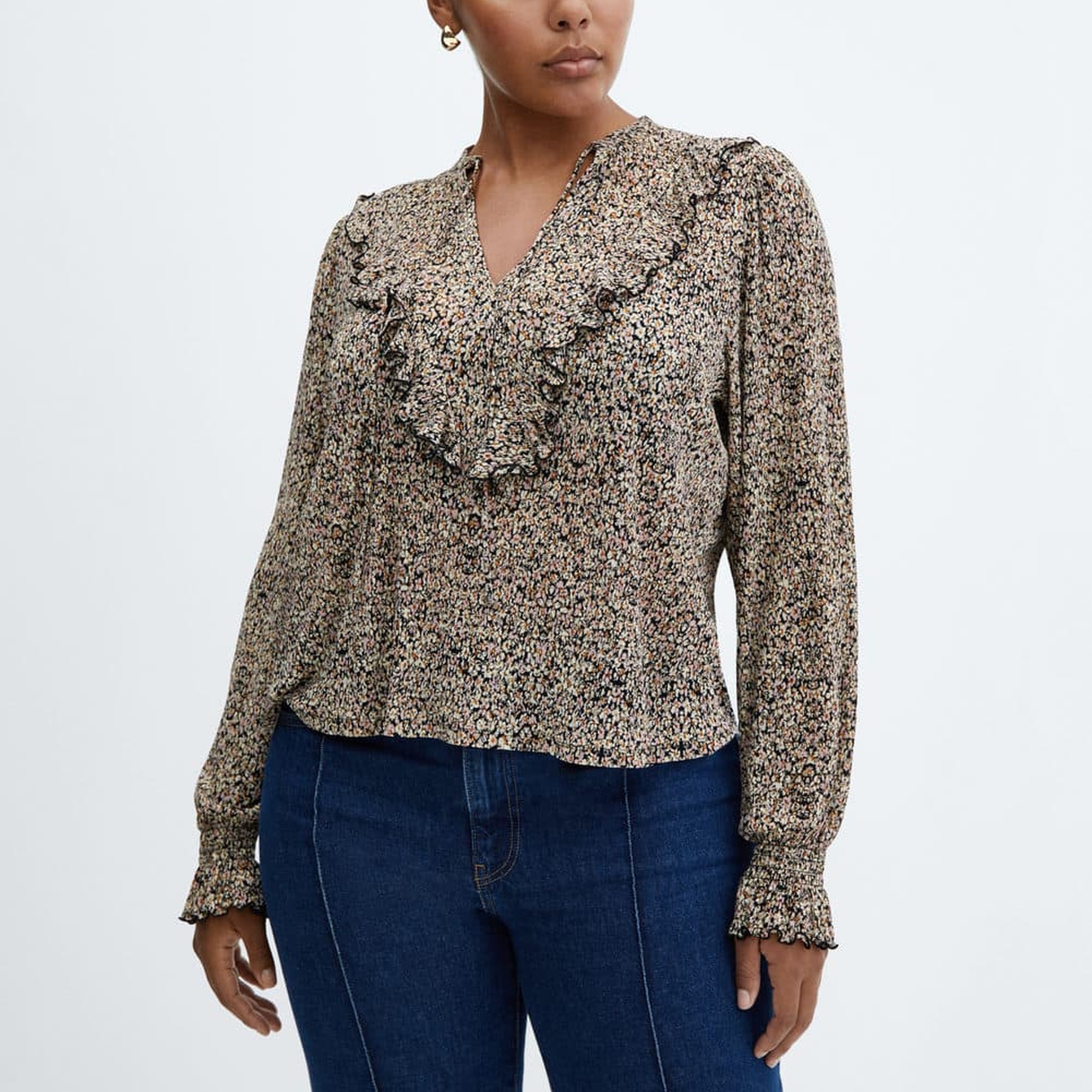 Mango Kadın Fırfırlı Dökümlü Bluz Siyah