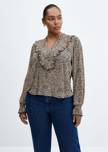  Mango Kadın Fırfırlı Dökümlü Bluz Siyah