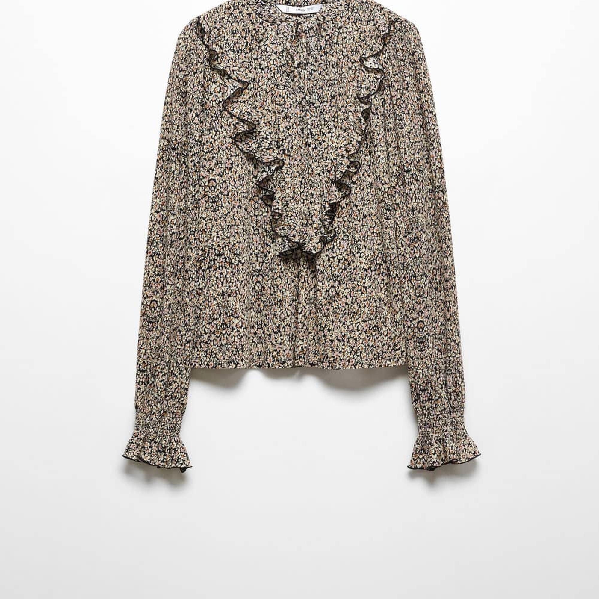 Mango Kadın Fırfırlı Dökümlü Bluz Siyah