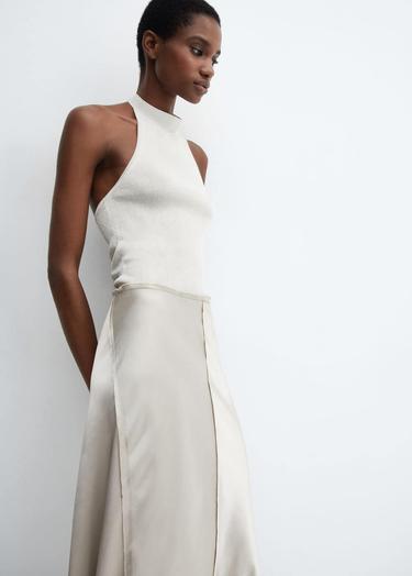  Mango Kadın Lureks Halter Yaka Bluz Buz Grisi