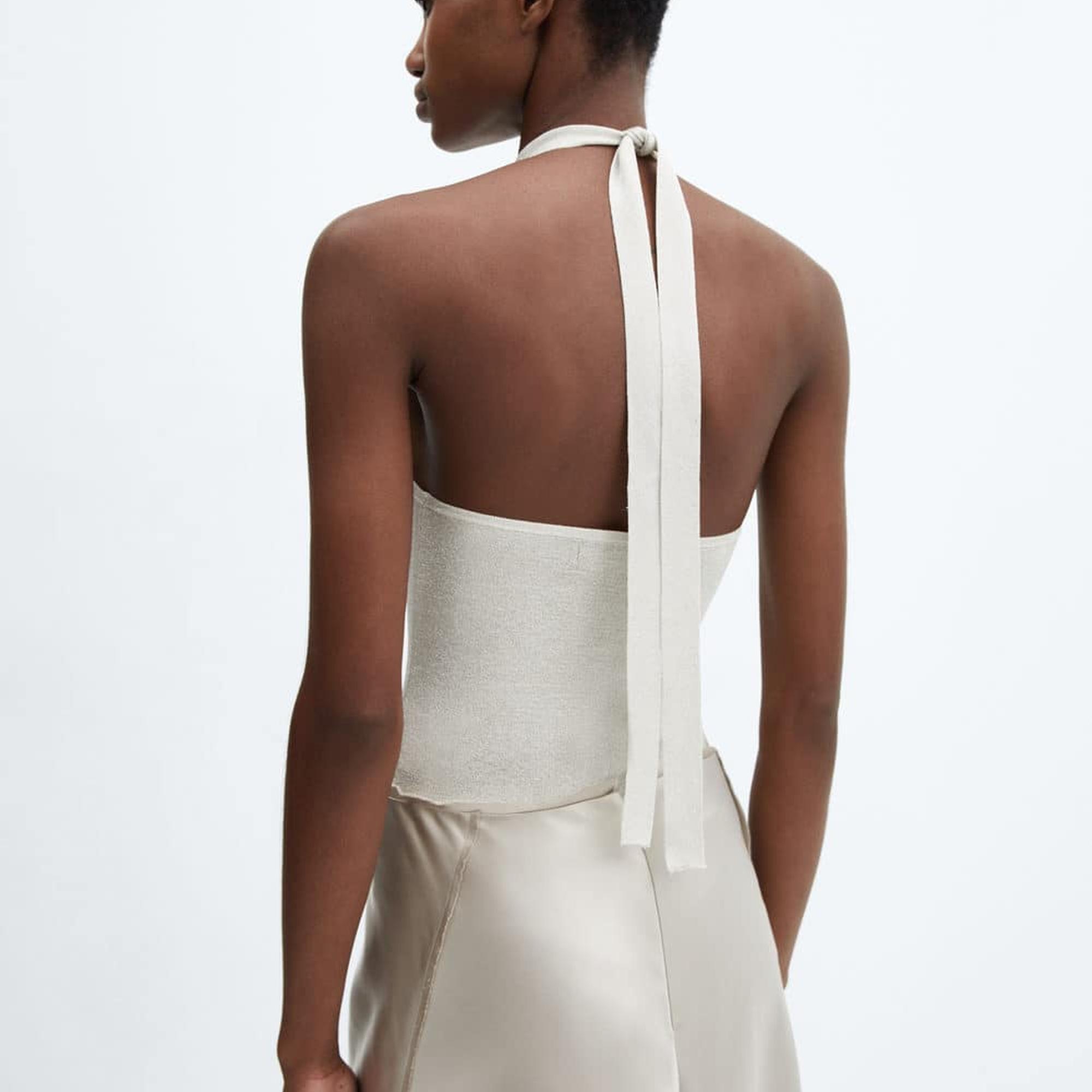 Mango Kadın Lureks Halter Yaka Bluz Buz Grisi