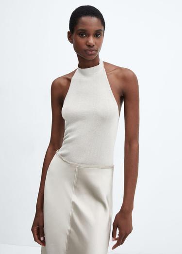  Mango Kadın Lureks Halter Yaka Bluz Buz Grisi