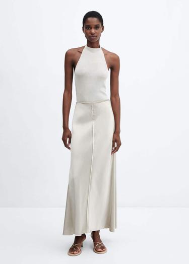  Mango Kadın Lureks Halter Yaka Bluz Buz Grisi