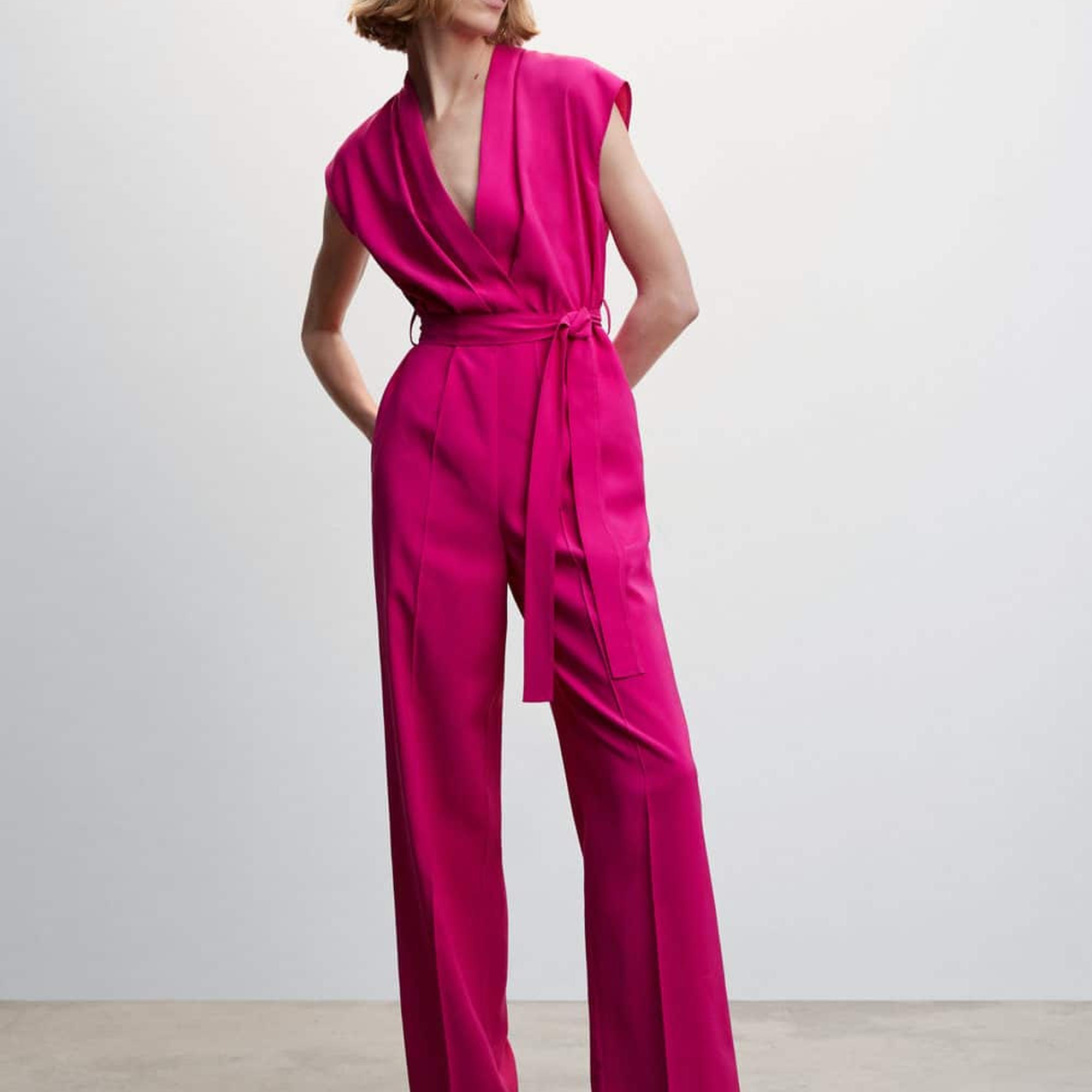 Mango Kadın Bağ Detaylı Uzun Tulum Fuşya