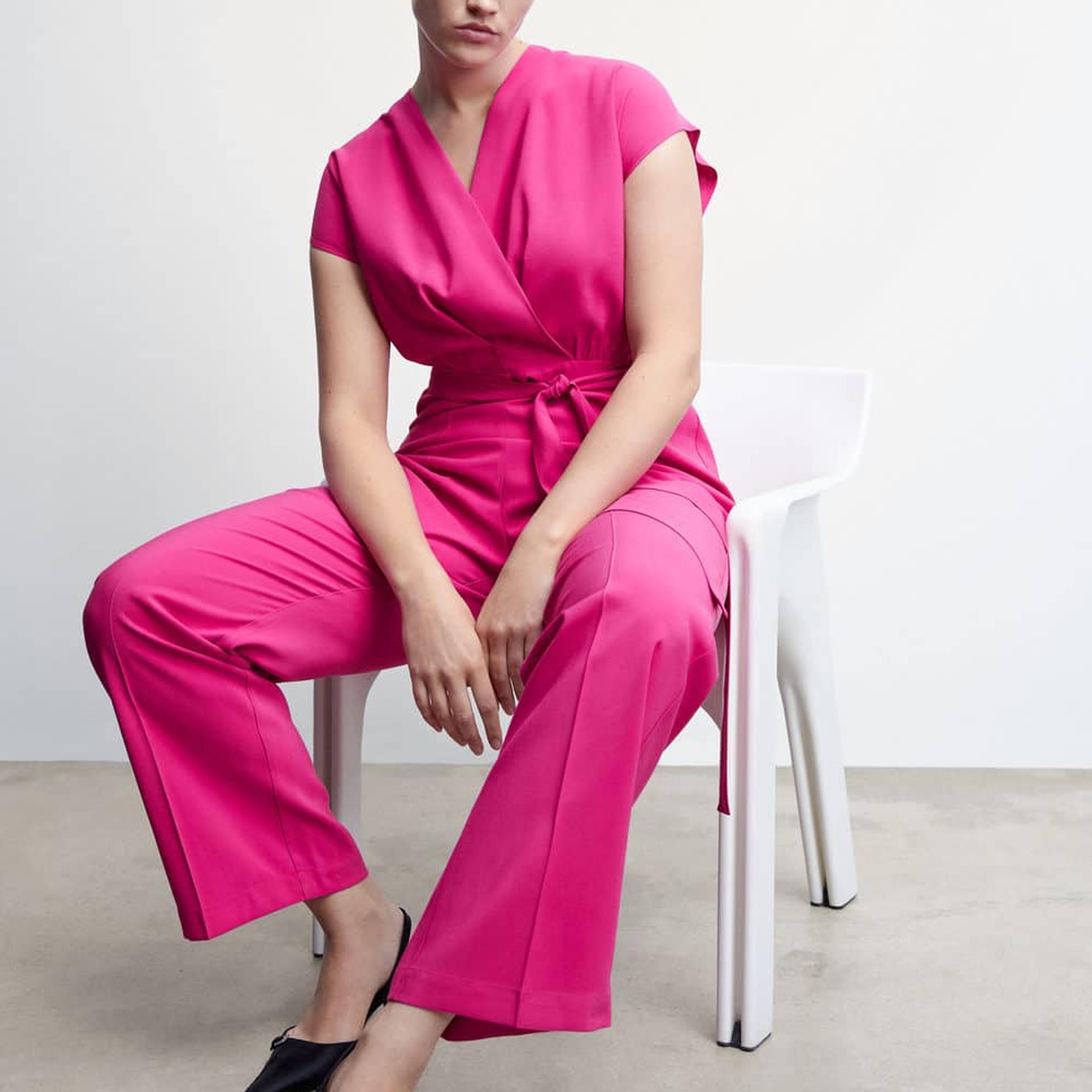 Mango Kadın Bağ Detaylı Uzun Tulum Fuşya