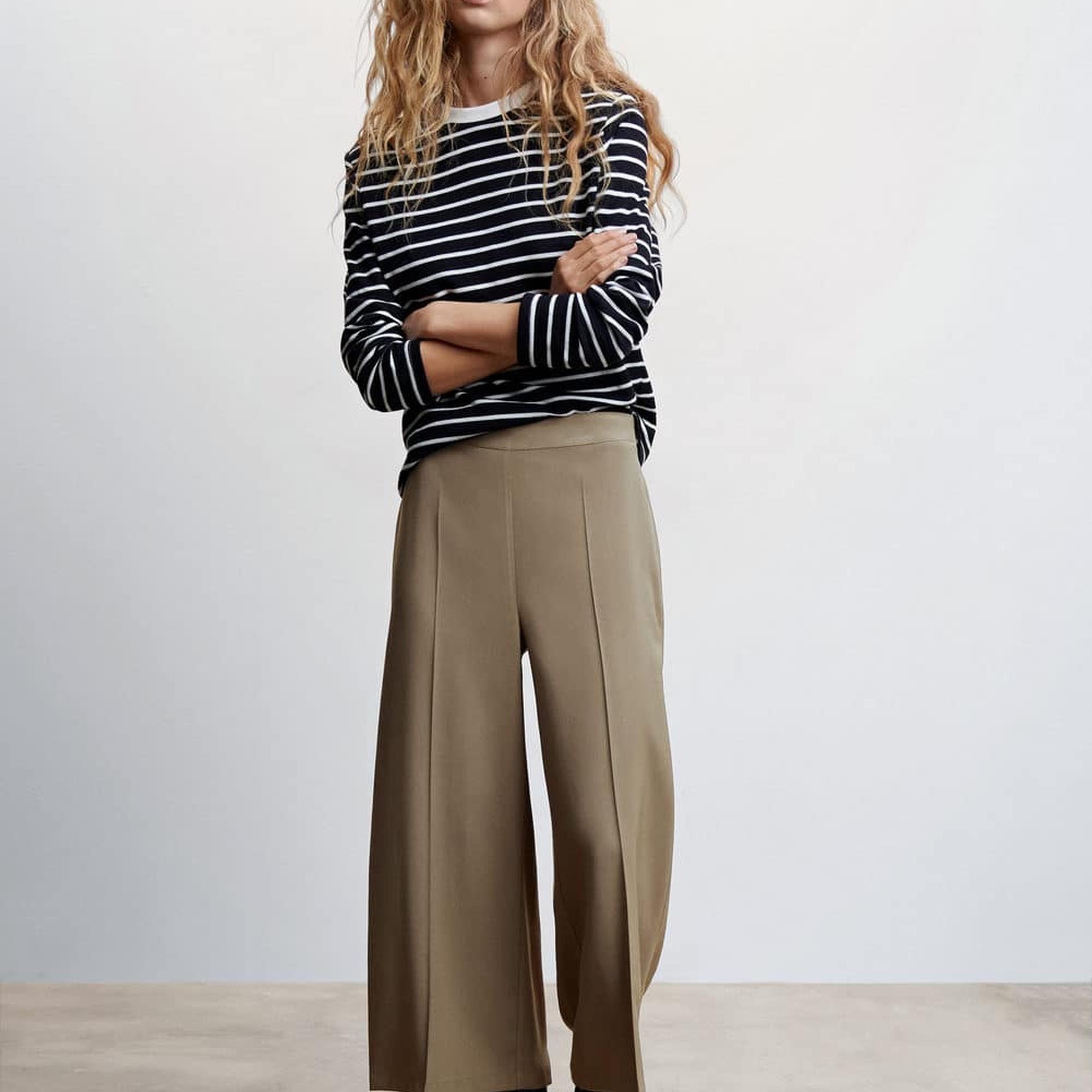 Mango Kadın Yüksek Bel Palazzo Pantolon Haki