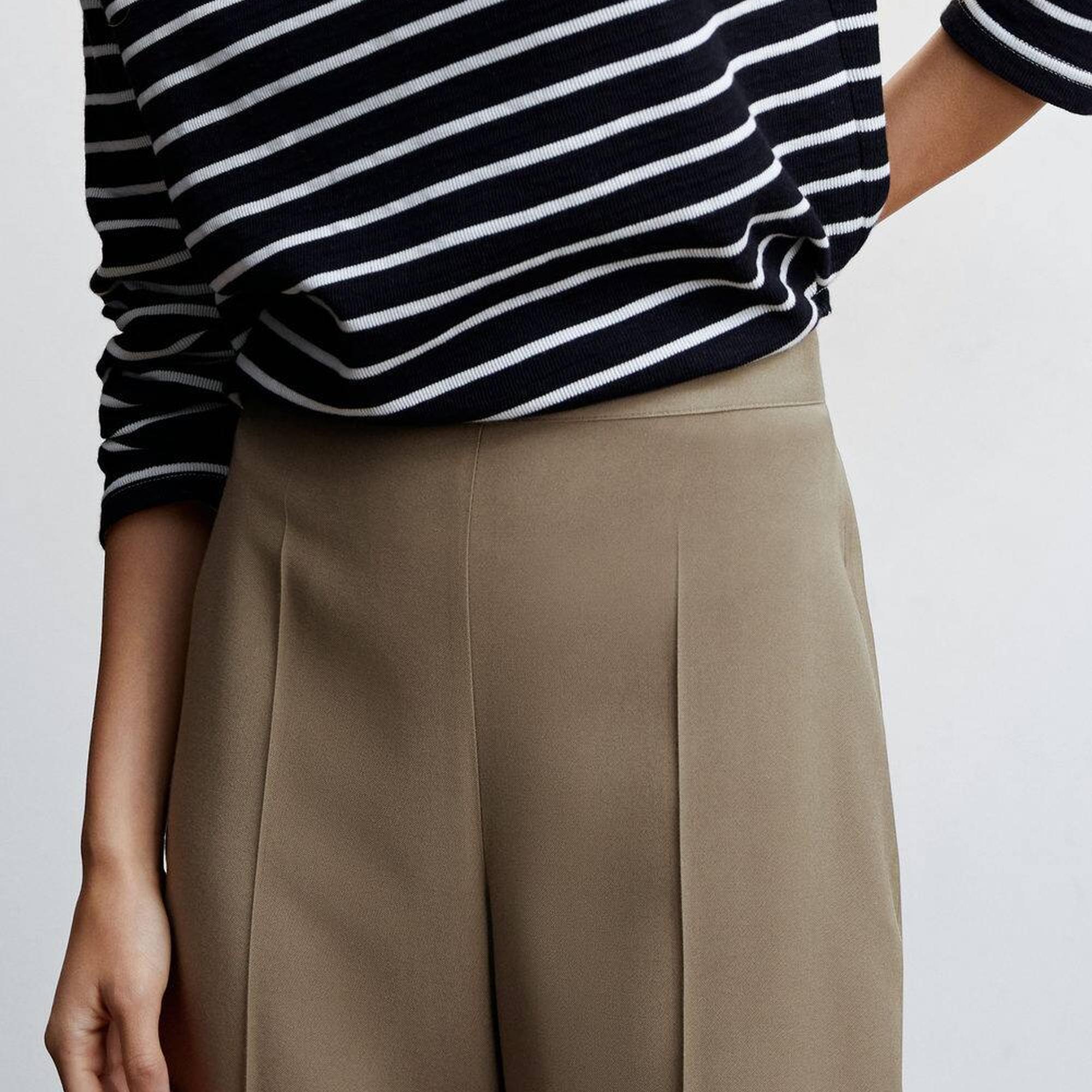 Mango Kadın Yüksek Bel Palazzo Pantolon Haki