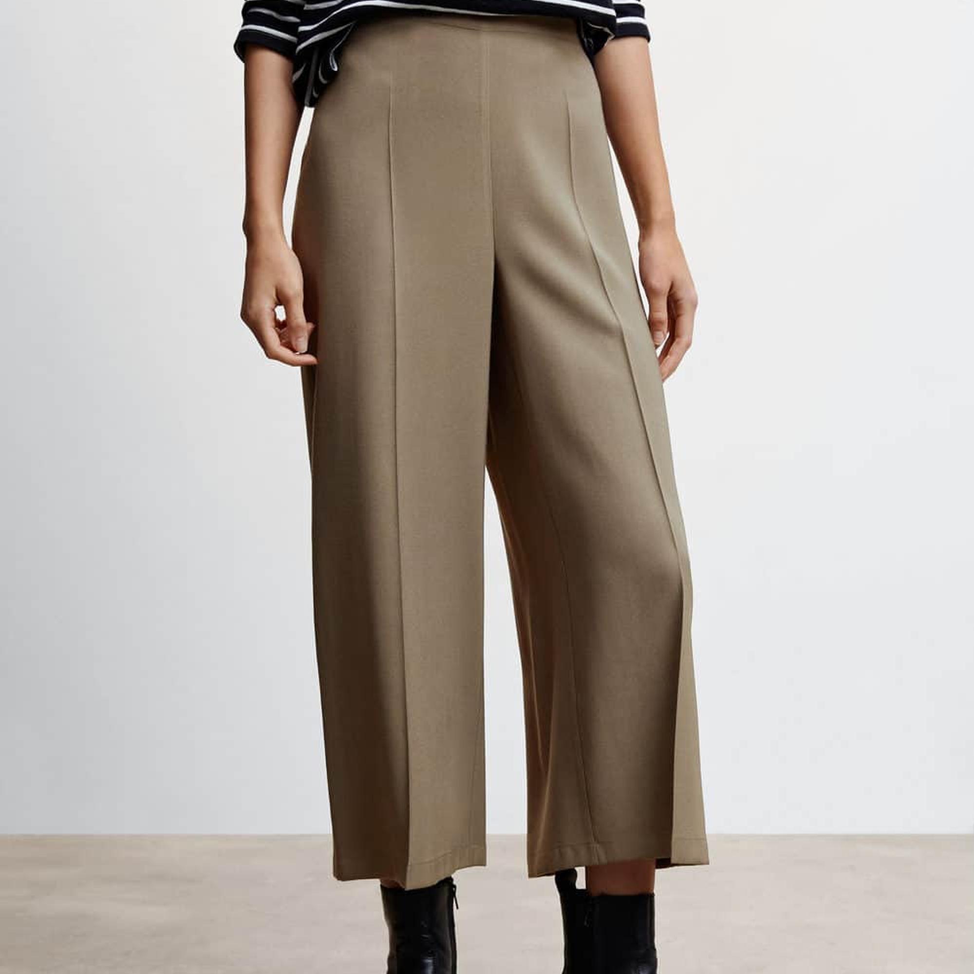 Mango Kadın Yüksek Bel Palazzo Pantolon Haki