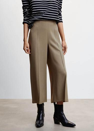  Mango Kadın Yüksek Bel Palazzo Pantolon Haki