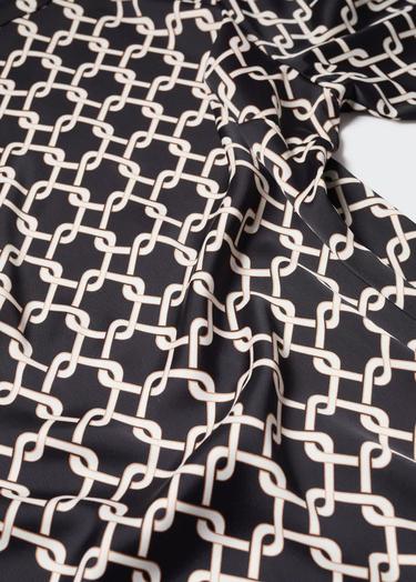  Mango Kadın Desenli Retro Elbise Siyah