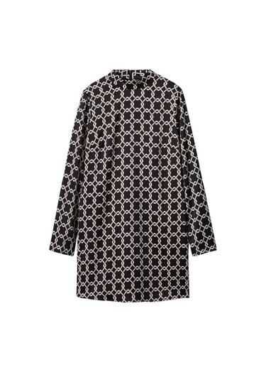  Mango Kadın Desenli Retro Elbise Siyah