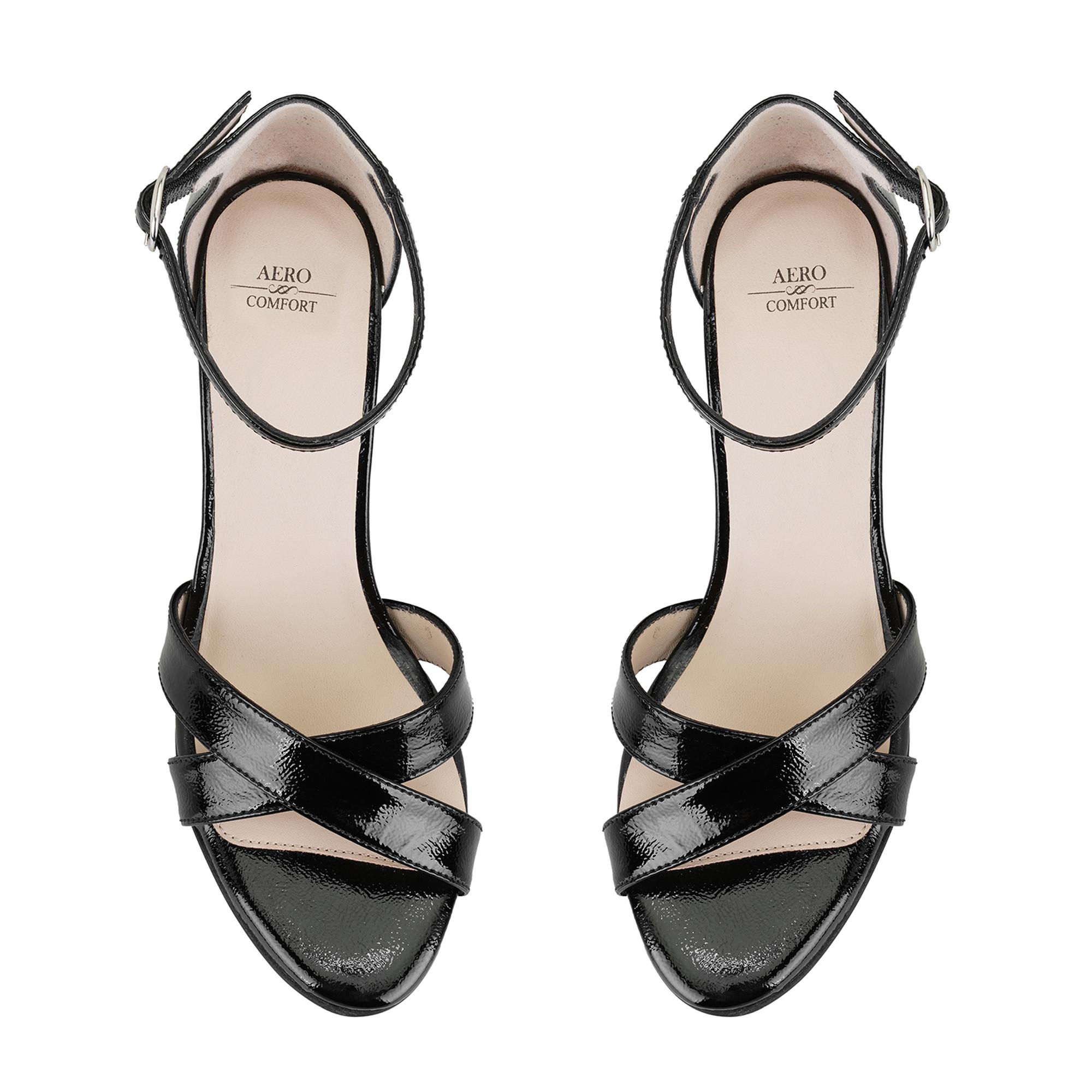 Hillary Siyah Kadın Ayarlanabilir Tokalı Topuklu DesaComfort Deri Sandalet