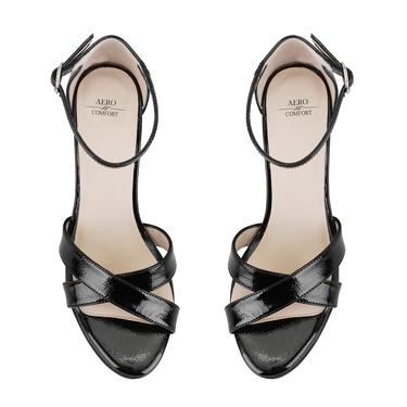  Hillary Siyah Kadın Ayarlanabilir Tokalı Topuklu DesaComfort Deri Sandalet