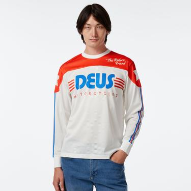  Deus Ex Machina Fantasma Moto Jersey Erkek Beyaz T-Shirt